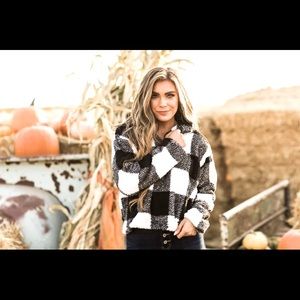 Buffalo plaid Sherpa half zip